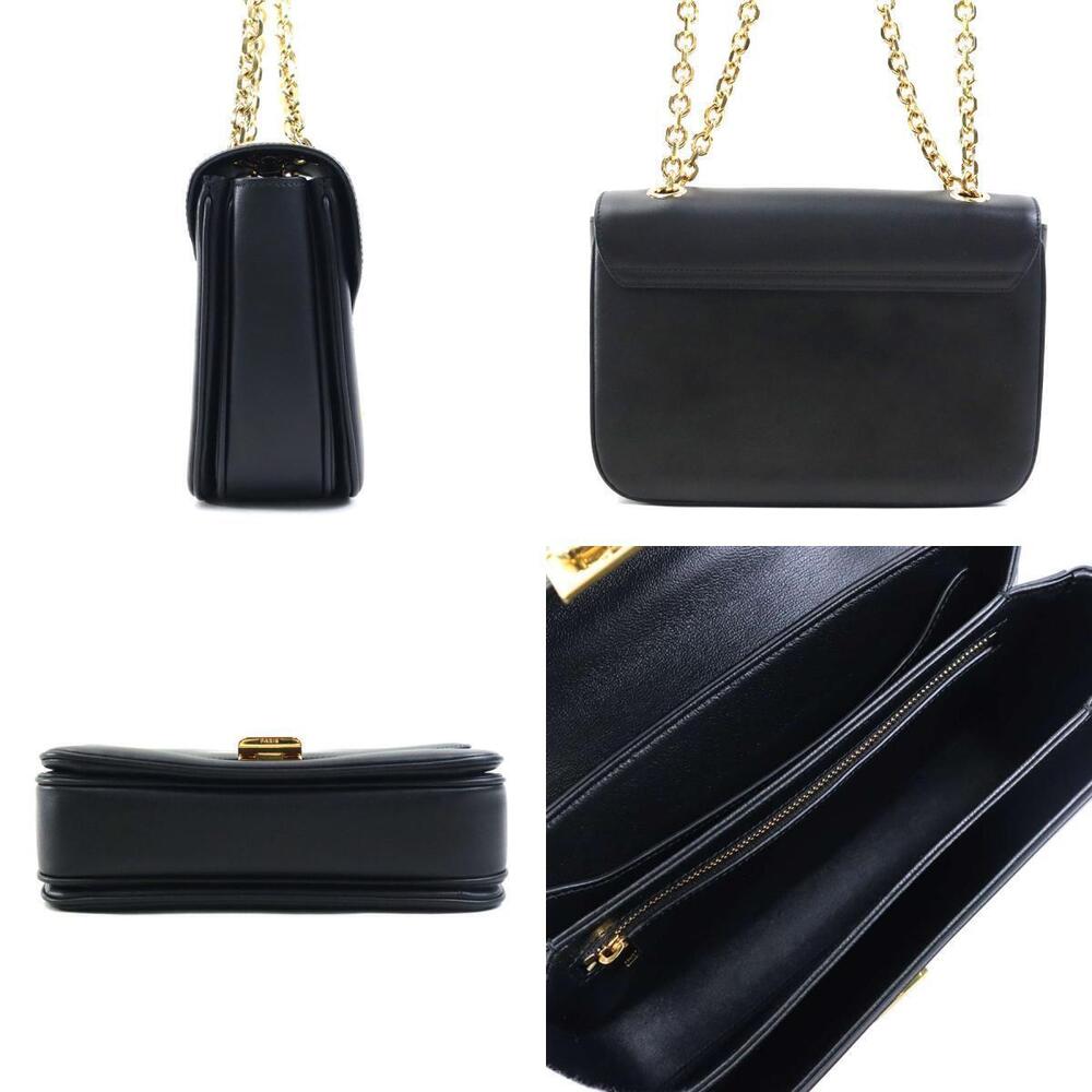 Celine Bag Black Metal C Shoulder Leather Black